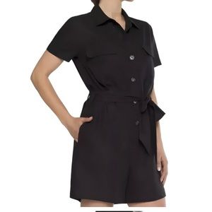 Matty M Women's Linen Blend Button Front Romper Black size medium
Bo…